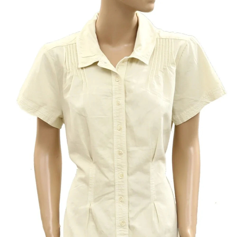 Free People Keep It Crisp Shortall Romper Dress Short Sleeves Cotton XS 285562